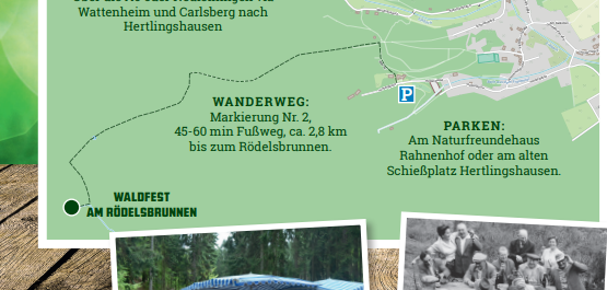 Wanderweg zum Waldfest am Rödelsbrunnen — Karte mit Anfahrt und Parkplatz